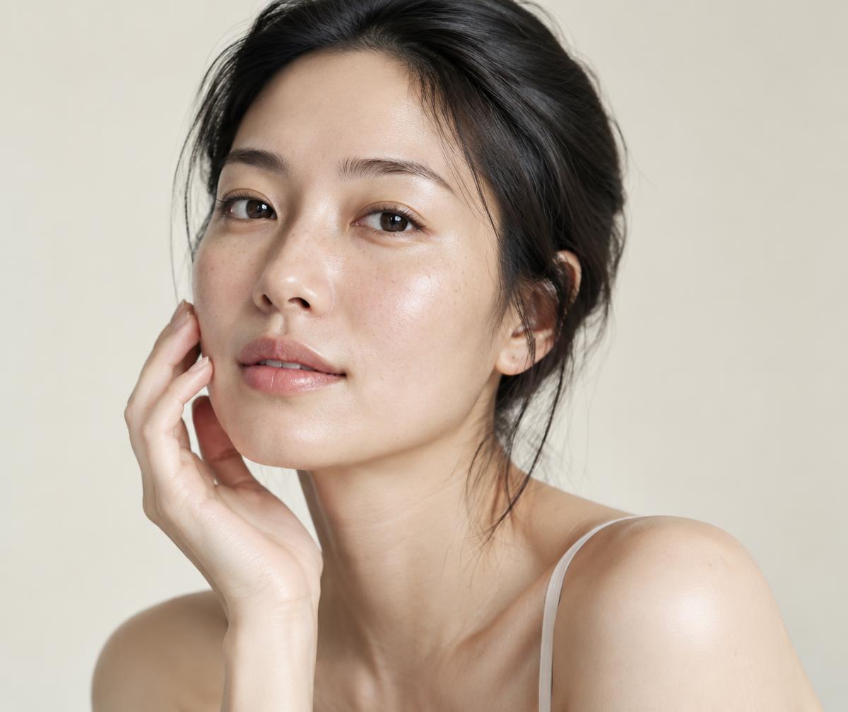 Woman with natural, healthy-looking skin